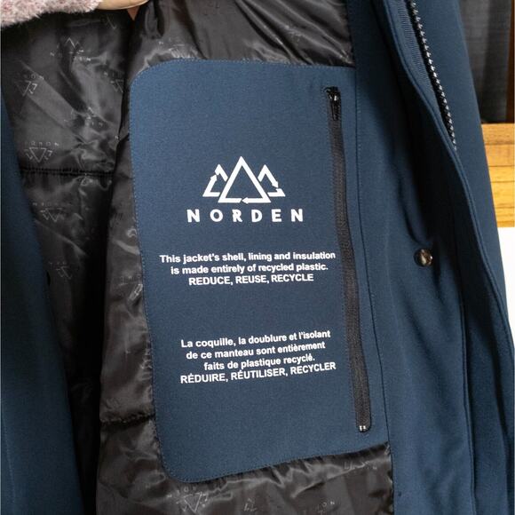 NORDEN Navy Blue Inga Maxi Parka Hooded Winter Jacket Coat Full Zip Womens Large - Picture 4 of 6